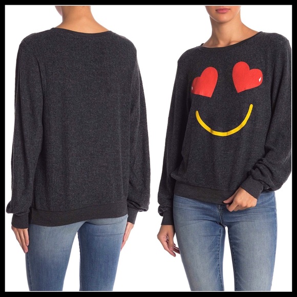 WILDFOX HEART EMOJI BLACK PULLOVER A2C - Picture 6 of 8